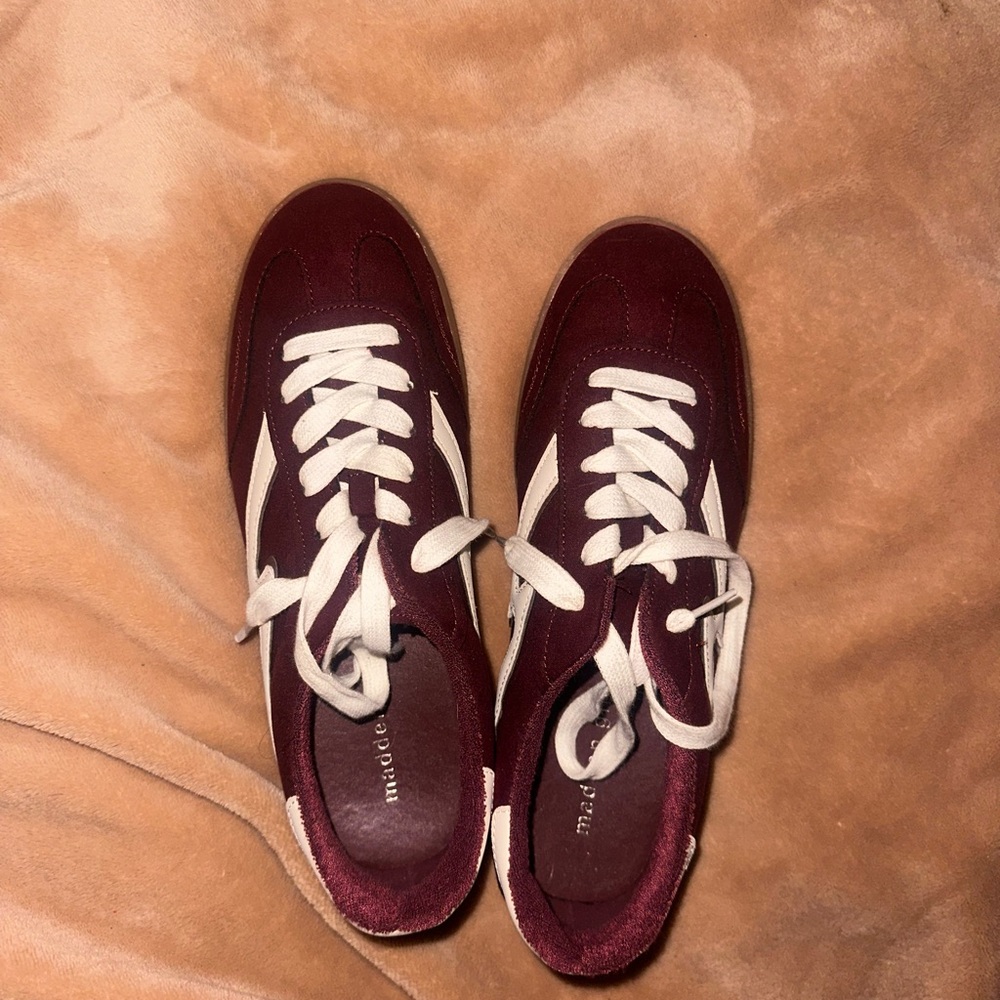 Maroon and White Women's Sneakers